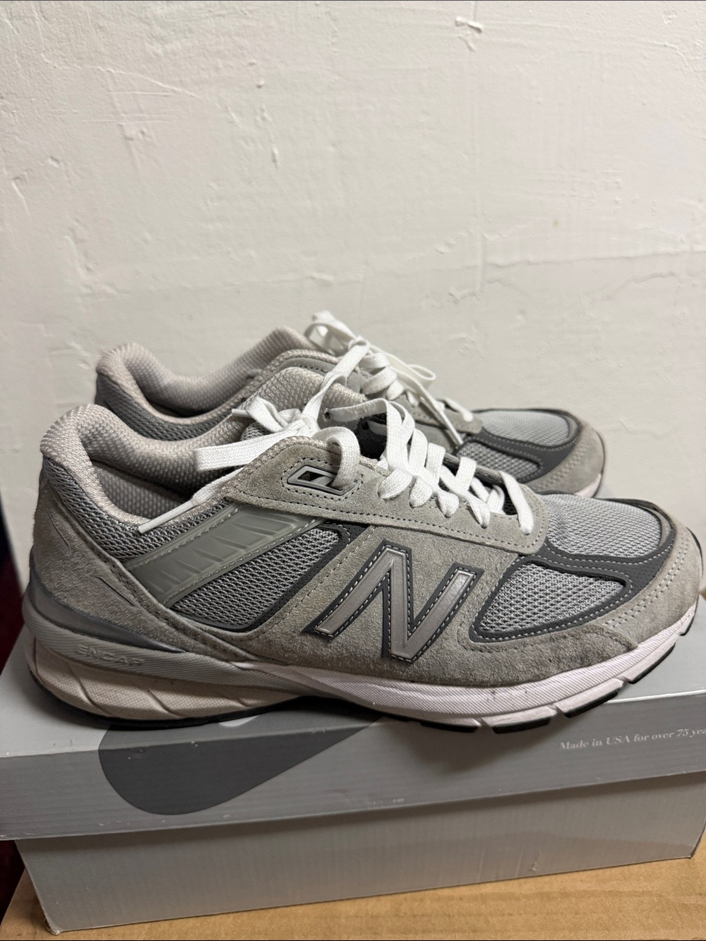 New Balance Light Gray Suede & Mesh Sneakers